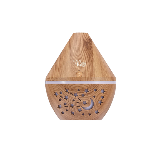 LunaGlow™ Wooden Aroma Diffuser – Dream Light Ultrasonic Humidifier with Moon & Stars Design